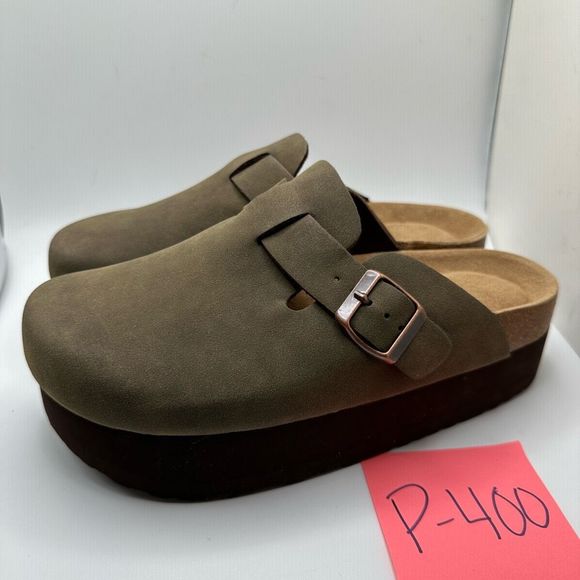 CUSHIONAIRE Women's Cork Footbed Platform Clog 8 OLIVE - Picture 3 of 7